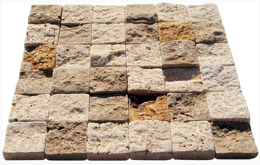 Travertin Parement 4.8x4.8 cm Classic Light, Noce et Jaune