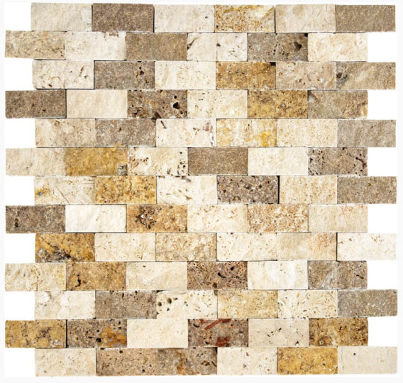 Travertin Parement 2.3x4.9 cm Classic light, Noce et Jaune