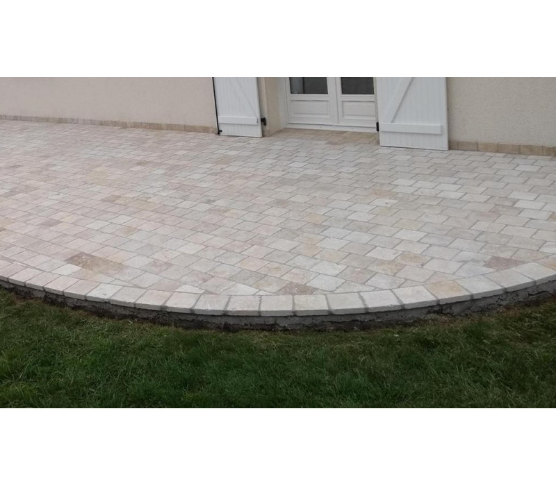 TRAVERTIN PAVE IVOIRE 15.3X15.3 EP 3 CM 1ER CHOIX