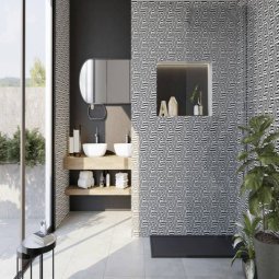 HEXAGONE AXIS BLACK 22X25 CM SATINÉ NON RECTIFIE