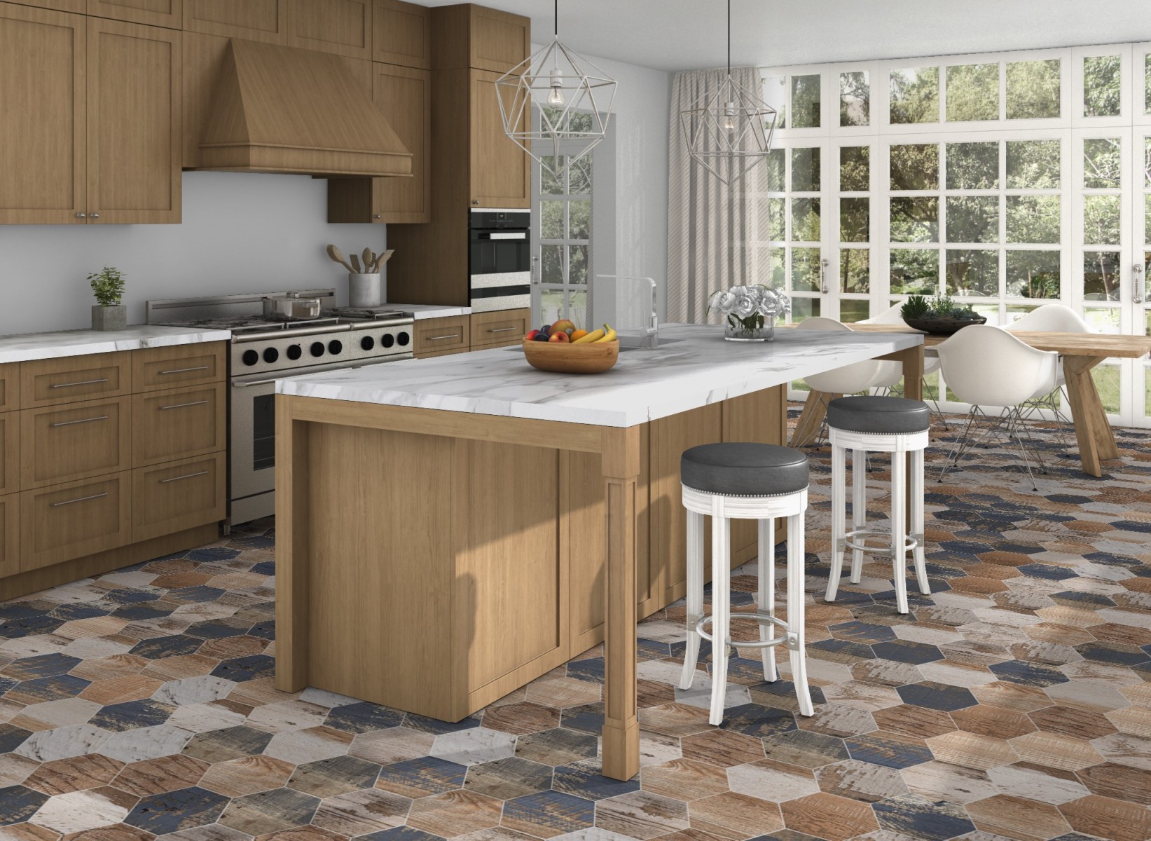 HEXAGONE GAUGUIN MIX 22X25 CM SATINÉ NON RECTIFIE