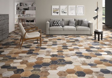 HEXAGONE GAUGUIN MIX 22X25 CM SATINÉ NON RECTIFIE