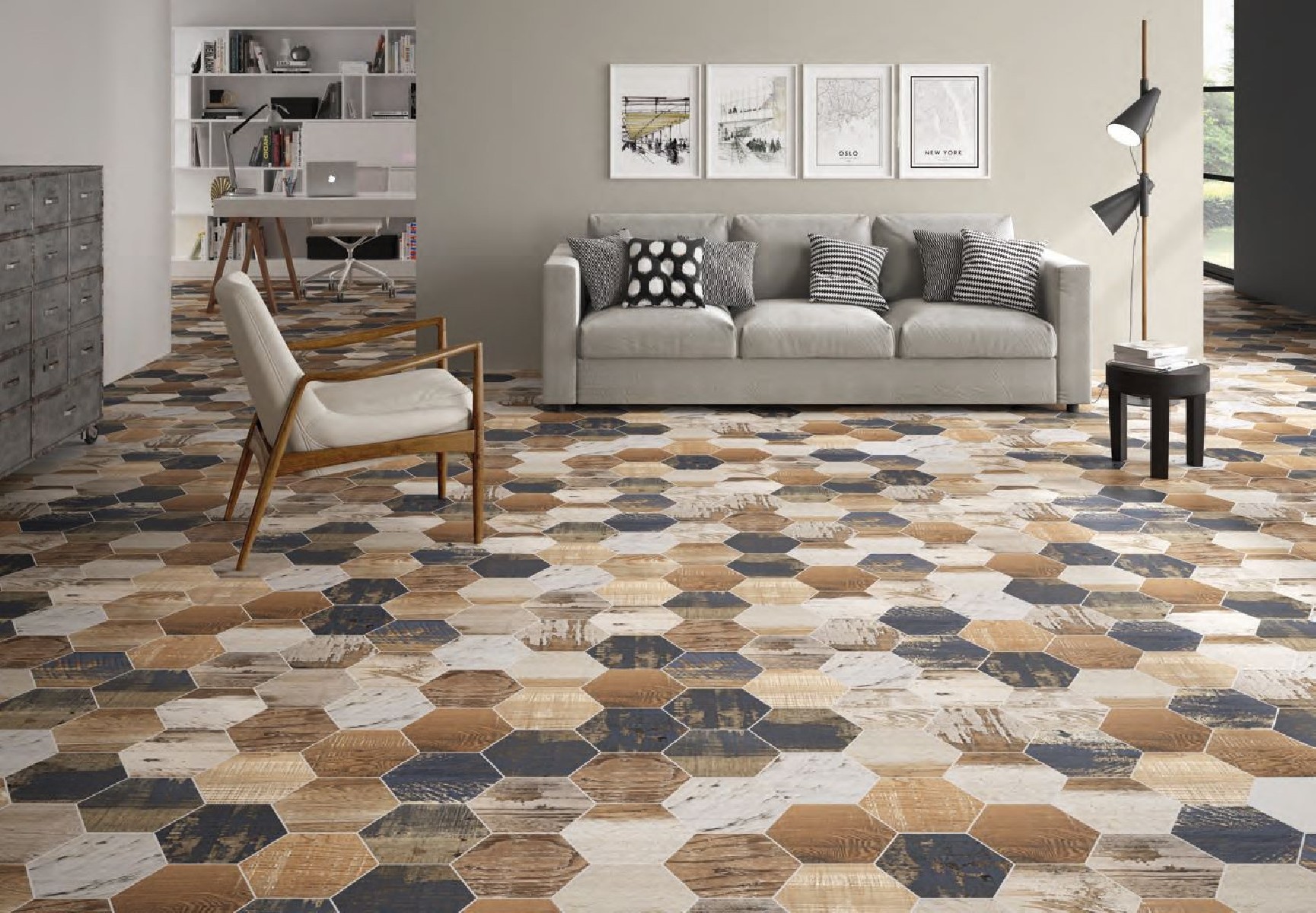 HEXAGONE GAUGUIN MIX 22X25 CM SATINÉ NON RECTIFIE