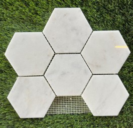 MARBRE MOSAIQUE HEXAGONE CARRARA BLANC 9.8x9.8 CM