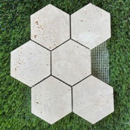TRAVERTIN MOSAIQUE HEXAGONE IVOIRE 9.8X9.8 CM