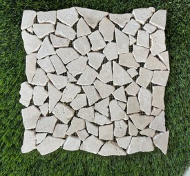 TRAVERTIN MOSAIQUE GALET IVOIRE