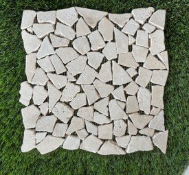 TRAVERTIN MOSAIQUE GALET IVOIRE