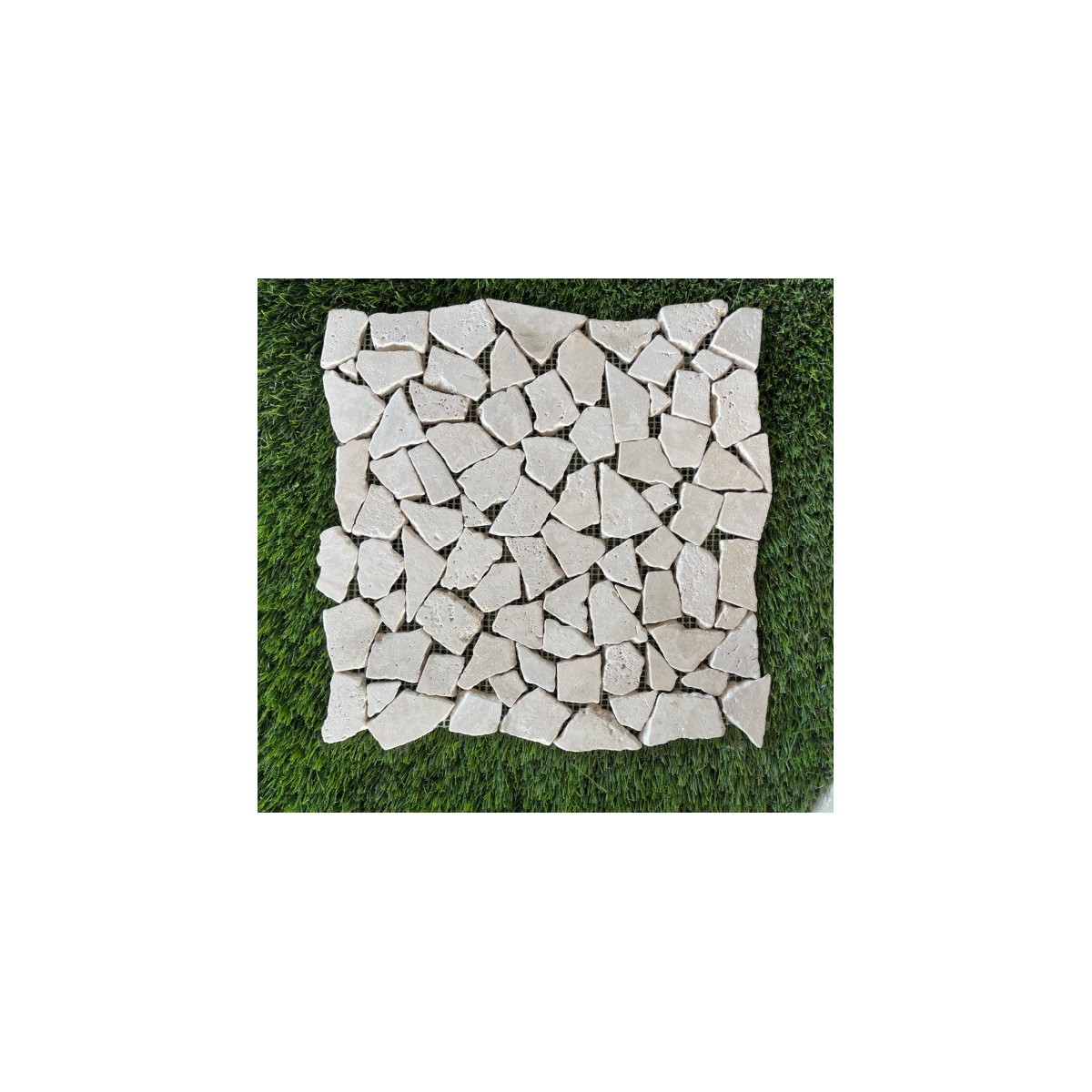TRAVERTIN MOSAIQUE GALET IVOIRE