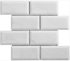 MARBRE MOSAIQUE BRIQUE BISEAUTE 7.5X15 CM CARRARA BLANC