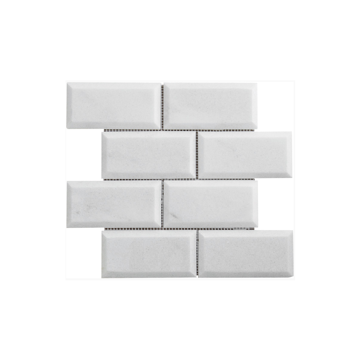 MARBRE MOSAIQUE BRIQUE BISEAUTE 7.5X15 CM CARRARA BLANC