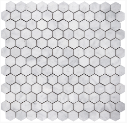 MARBRE MOSAIQUE PETIT HEXAGONE CARRARA BLANC