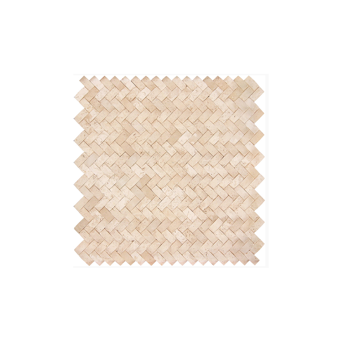 TRAVERTIN MOSAÏQUE CHEVRON RELIEF IVOIRE