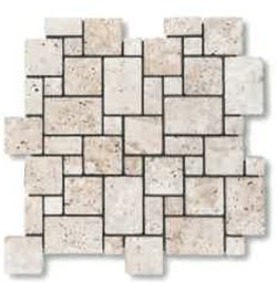 TRAVERTIN MOSAIQUE MINI OPUS IVOIRE VIEILLI