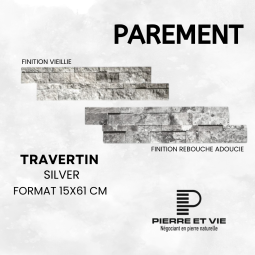 PAREMENT TRAVERTIN SILVER 15X61 CM