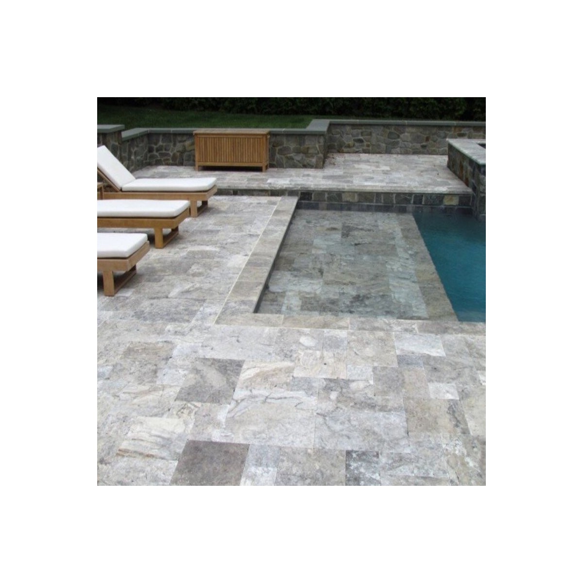 TRAVERTIN MARGELLE SILVER 33X61X3 CM 1BORD ARRONDI